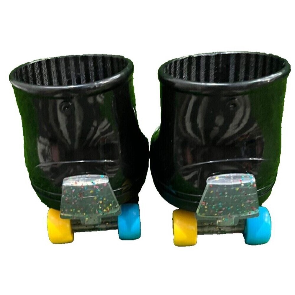Build-A-Bear Black Rubber Boots with Attached Adjustable Clear Glitter Skates - Picture 5 of 9